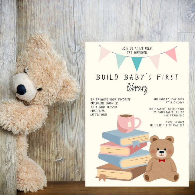 Invitation Le premier livre de bibliothèque de bébé Baby show (Créateur téléchargé)