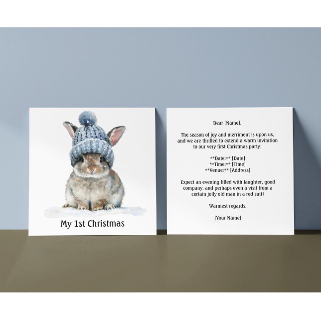 Invitation Le premier Noël de Petit Lapin, personnalisé (Créateur téléchargé)