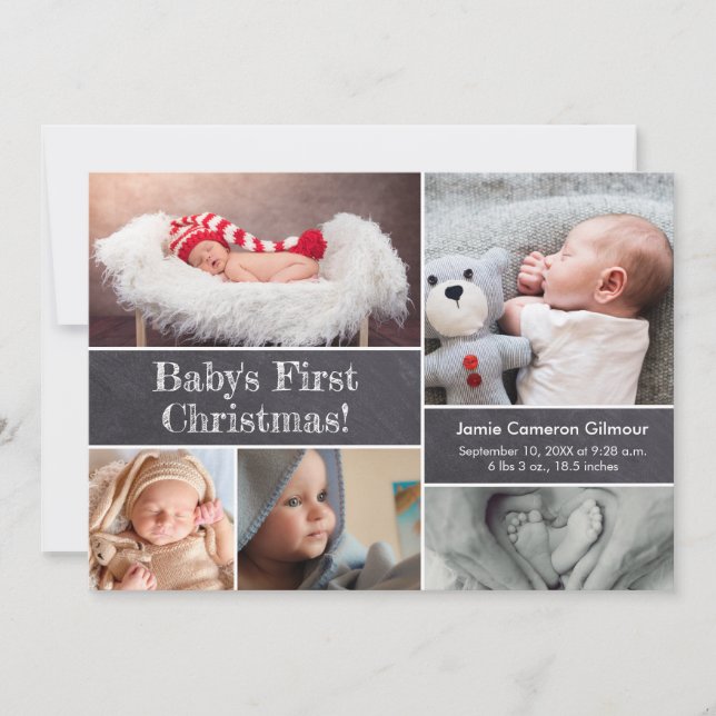 Invitation Le premier tableau de Noël du bébé collage photo (Devant)