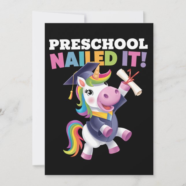 Invitation Le préscolaire l'a cloué Unicorn Graduation Cap (Devant)
