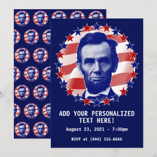 Invitation Le président Abraham Lincoln Étoiles et rayures In