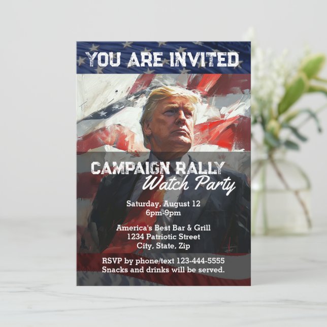Invitation Le Président Donald Trump Campagne Watch Party Per (Debout devant)
