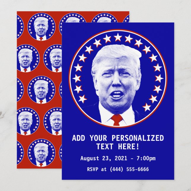 Invitation Le président Donald Trump en bleu (Devant / Derrière)