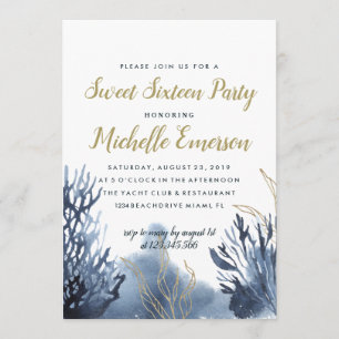 Invitation Le récif bleu   Sweet sixteen nautique