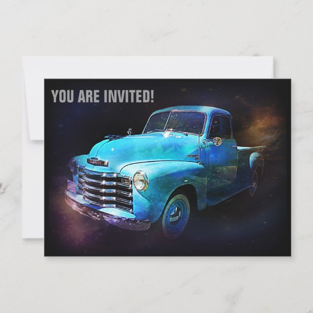 Invitation Le rétro camion est hors de ce monde (Devant)