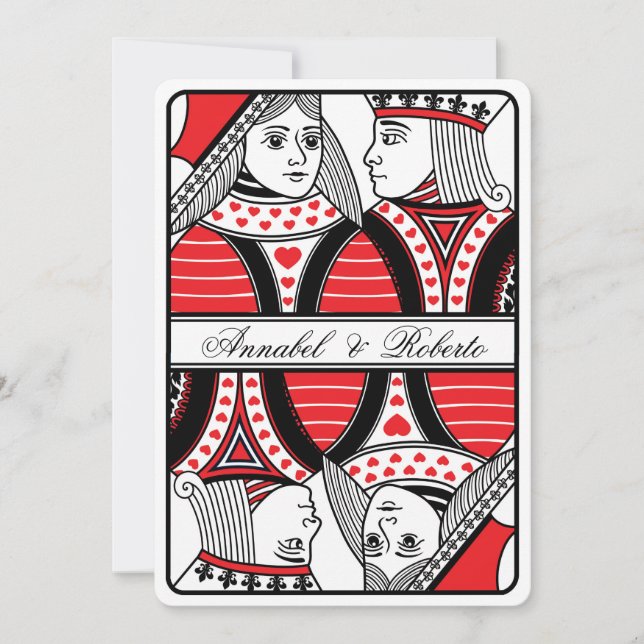 Invitation Le roi et la reine des coeurs Jouer Mariage de car (Devant)