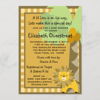 Invitation Le Roi Shower Zoo Safari Custom de jungle de lion