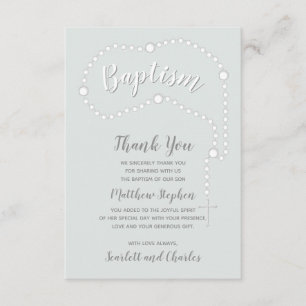 Invitation Le Rosaire du Baptême sur le bleu en poudre