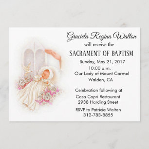 Invitation Le rose baptismal de bébé fleurit l'invitation