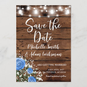 Invitation Le Rose Bleu de la grange rustique Sauvez la date