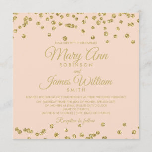 Invitation Le rose de confettis de parties scintillantes de