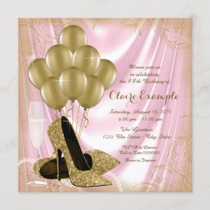 Invitation Le rose de la femme et les parties scintillantes
