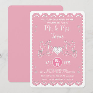 Invitation Le rose d'inséparable de Papel Picado couple le