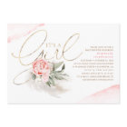 Le rose et l'or c'est une fille Baby shower floral