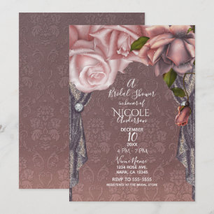 Invitation Le rose poussiéreux rougissent Fête de la mariée