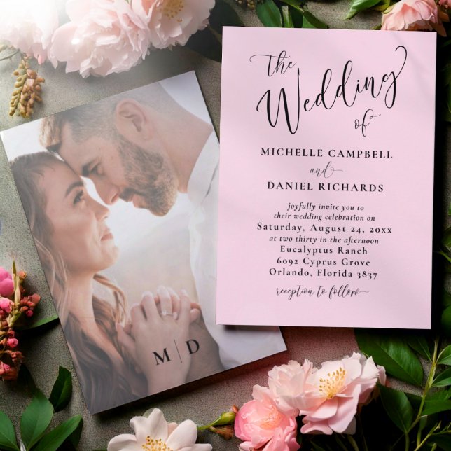 Invitation Le rose vif moderne "Le Mariage de" (Créateur téléchargé)