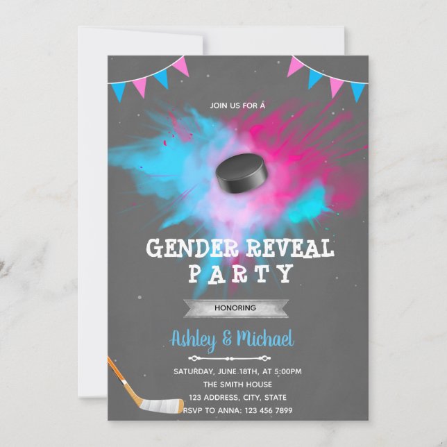 Invitation Le sexe de la poupée de hockey révéler l'invitatio (Devant)