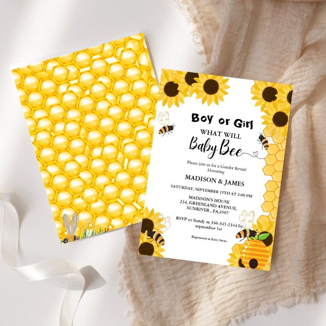 Invitation Le sexe de l'abeille révèle ce que sera l'abeille (Créateur téléchargé)