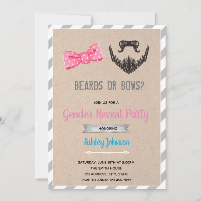 Invitation Le sexe des vaches ou des barbes révèle l'invitati (Devant)