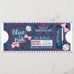 Invitation Le sexe du bébé révèle tombole bleu ou rose