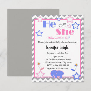 Invitation Le sexe révèle le baby shower qu'il ou elle baby s