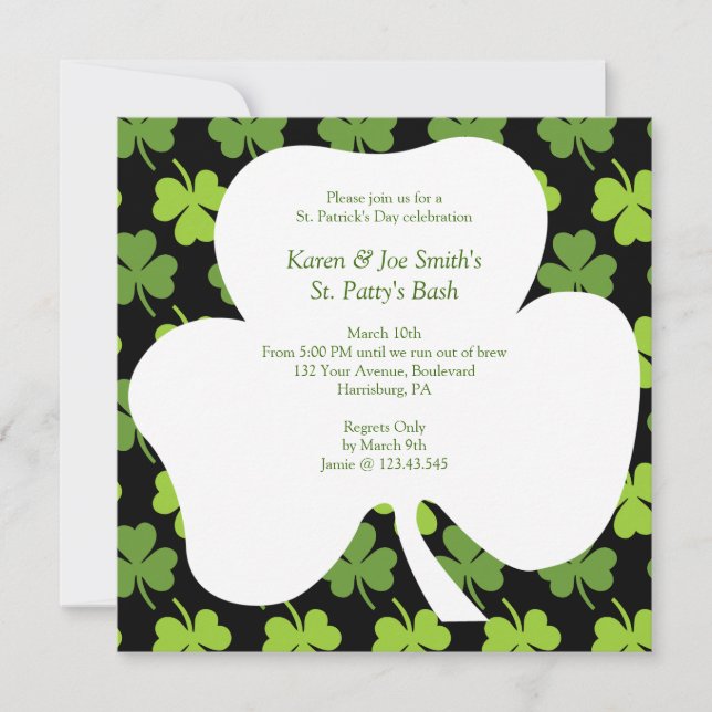 Invitation Le Shamrock de la Saint-Patrick Festive Irish Chee (Devant)
