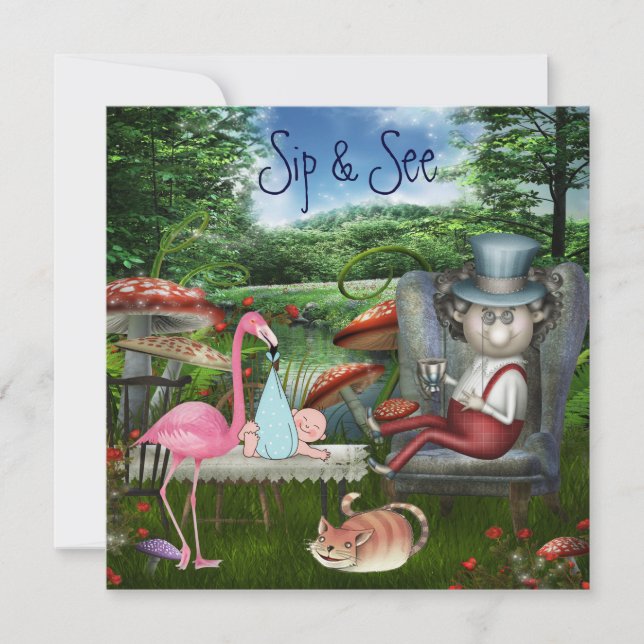 Invitation Le Sip du garçon et voient le baby shower du thé (Devant)