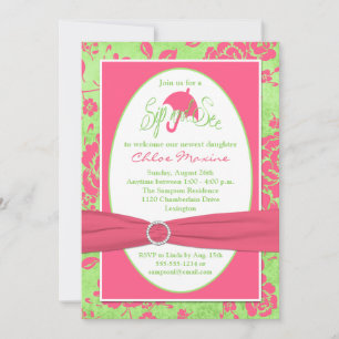 Invitation Le Sip floral blanc vert rose et voient