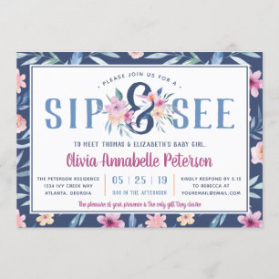 Invitation Le Sip floral et voient l'invitation de baby