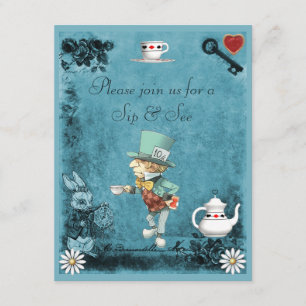 Invitation Le Sip fou bleu du chapelier du garçon et voient