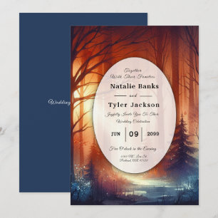 Invitation Le sort boisé du Mariage Feuille en perte de vites