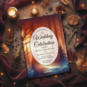 Invitation Le sort boisé du Mariage Feuille en perte de vites