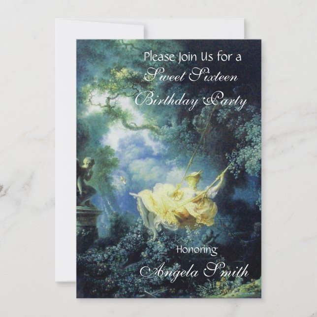 Invitation LE SWING, SWEET SIXTEEN PARTY Bleu Jaune (Devant)