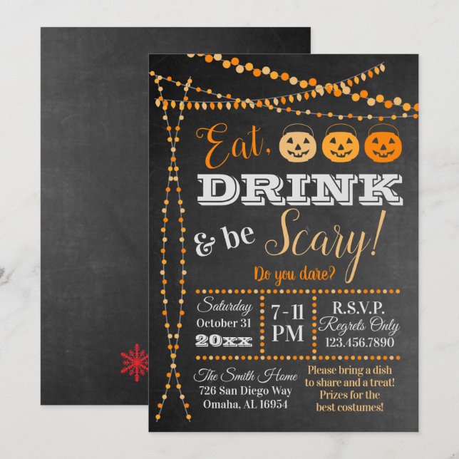 Invitation Le tableau de bord de la fête d'Halloween Consomme (Devant / Derrière)