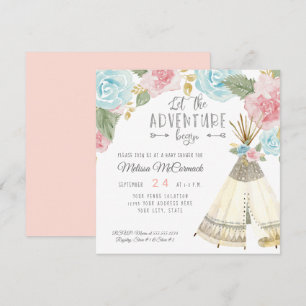 Invitation Le Teepee de la Douche de la Bébée : l'aventure co