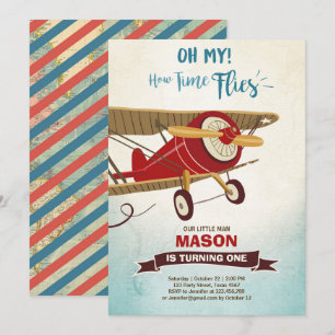 Invitation Le temps d'invitation d'anniversaire d'avion