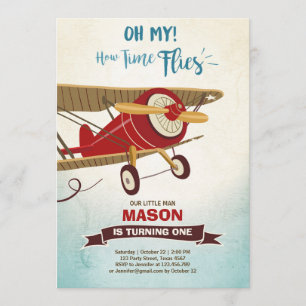 Invitation Le temps d'invitation d'anniversaire d'avion