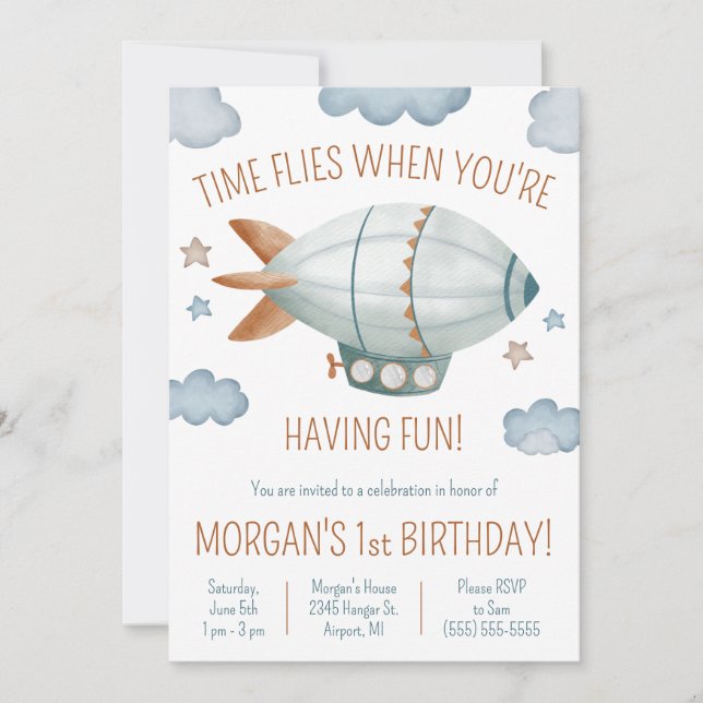 Invitation Le temps vole quand tu t'amuses ! Anniversaire de  (Devant)