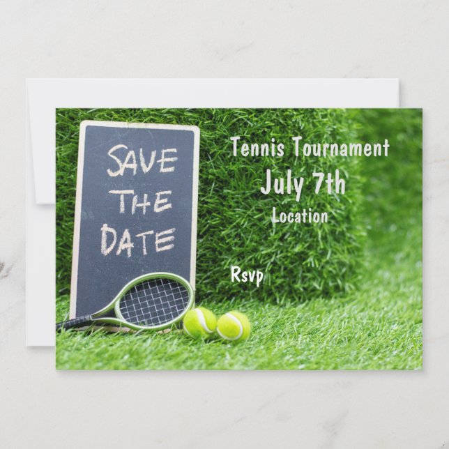 Invitation Le tennis sauve la date sur le tableau de craie av (Devant)