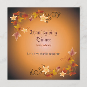 Invitation Le thanksgiving laisse le thème classique
