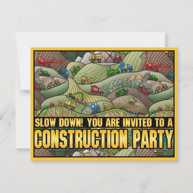 Invitation Le thème de matériel de construction badine (Devant)