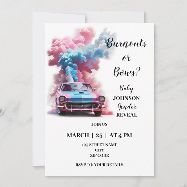 Invitation Le thème du genre Burnouts révèle (Devant)