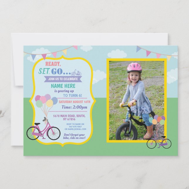 Invitation Le tour de bicyclette d'anniversaire de vélo monte (Devant)