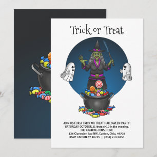 Invitation Le tour de la sorcière verte ou la fête d'Hallowee