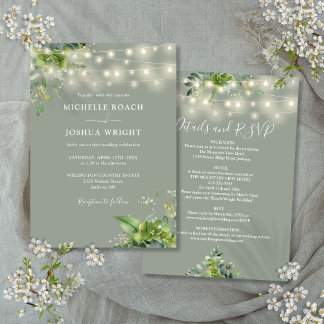 Invitation Le tout en une lumière verdoyante Sage Mariage ver