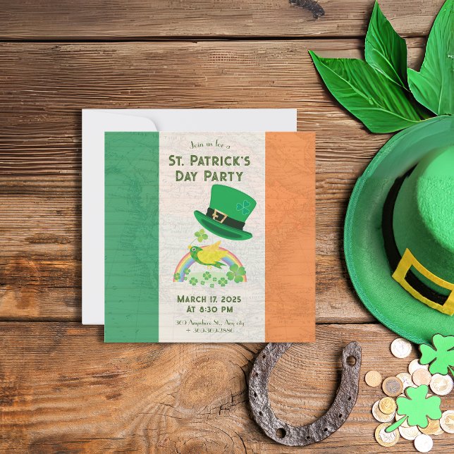 Invitation Le vol chanceux de Shoemaker (Shoemaker's Lucky Flight Invitation on a table.)