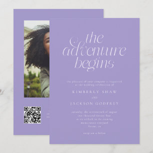Invitation Le Voyage Commence Mariage Minimaliste Violet 