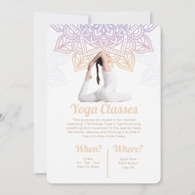 Invitation Le yoga classe l'invitation (Devant)
