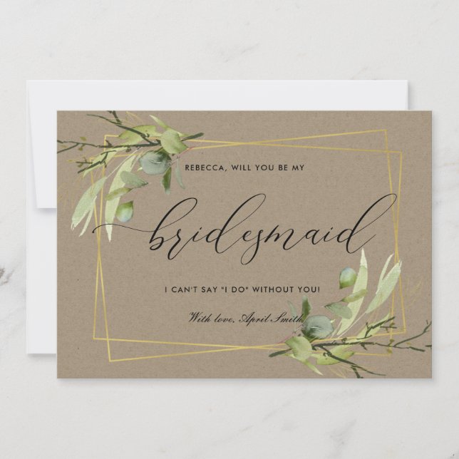 INVITATION LEAFFLETS KRAFT FOLIAGE WATERCOLOR ÊTRE MON BRIDES (Devant)