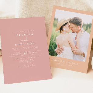 Invitation LEAH Modern Coral rose Mariage photo